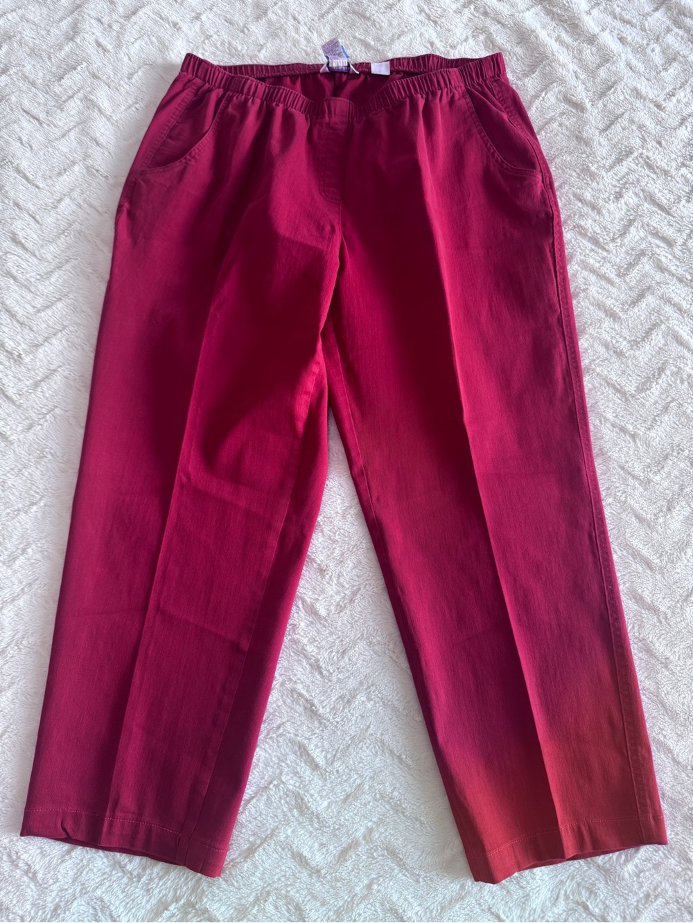 Allison Daley Pull On Elastic Waist Straight Leg Women's Size 18W Red Denim Jean
